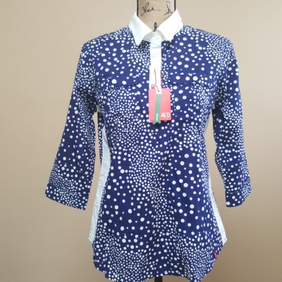 Navy Dotty Blouse - Picture 1 of 4